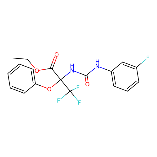 ethyl 3,3,3-trifluoro-N-[(3-fluorophenyl)carbamoyl]-2-phenoxyalaninate structure
