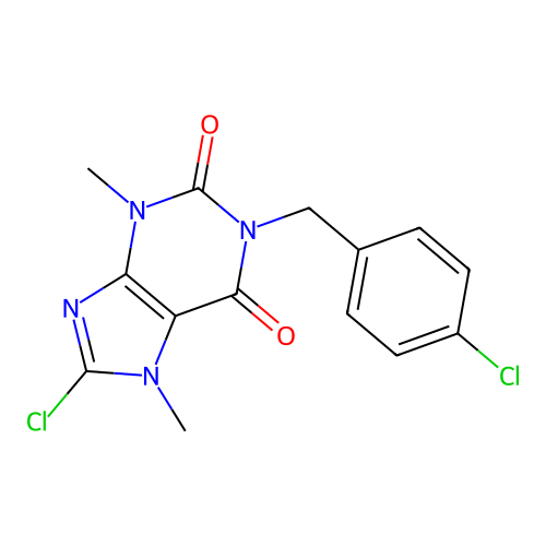 8-chloro-1-(4-chlorobenzyl)-3,7-dimethyl-3,7-dihydro-1H-purine-2,6-dione structure