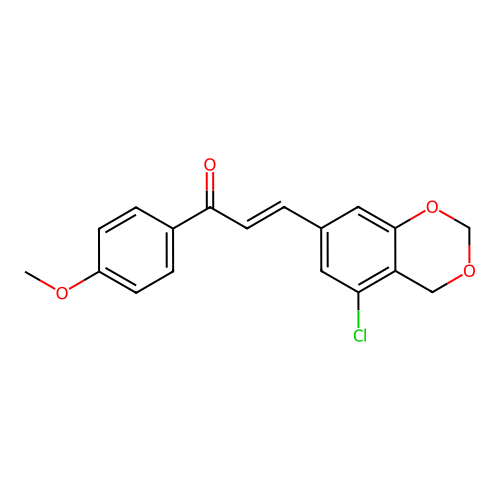 (2E)-3-(5-chloro-4H-1,3-benzodioxin-7-yl)-1-(4-methoxyphenyl)prop-2-en-1-one structure