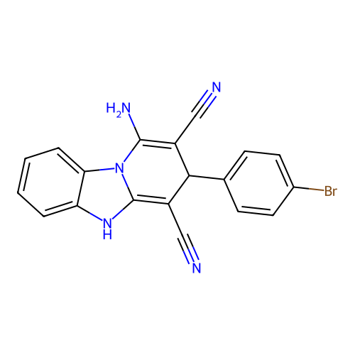 1-amino-3-(4-bromophenyl)-3,5-dihydropyrido[1,2-a]benzimidazole-2,4-dicarbonitrile structure
