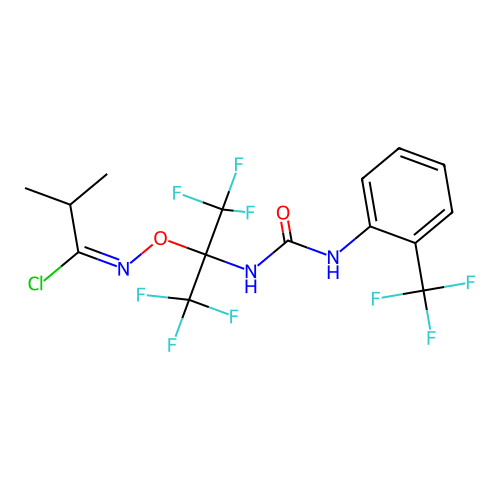 (1E)-N-[1,1,1,3,3,3-hexafluoro-2-[[2-(trifluoromethyl)phenyl]carbamoylamino]propan-2-yl]oxy-2-methylpropanimidoyl chloride structure