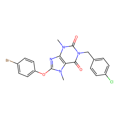 8-(4-bromophenoxy)-1-(4-chlorobenzyl)-3,7-dimethyl-1H-purine-2,6(3H,7H)-dione structure