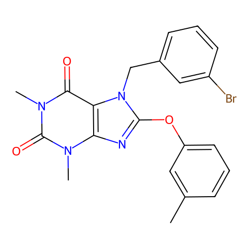 7-(3-bromobenzyl)-1,3-dimethyl-8-(m-tolyloxy)-1H-purine-2,6(3H,7H)-dione structure