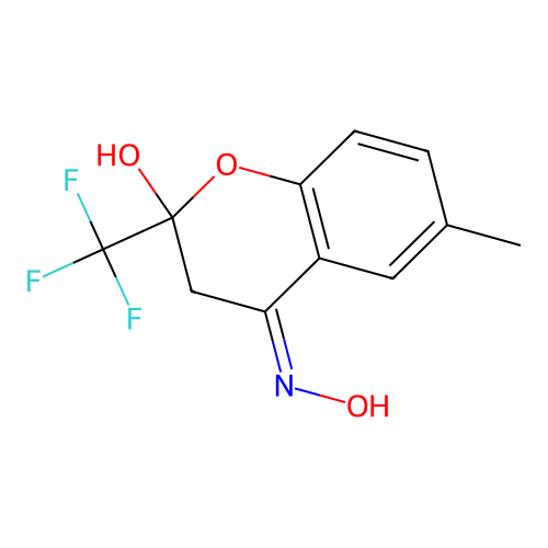 (4Z)-4-hydroxyimino-6-methyl-2-(trifluoromethyl)-3H-chromen-2-ol structure