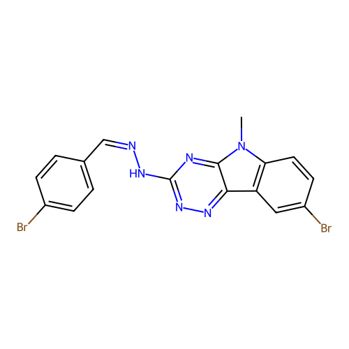 (Z)-8-bromo-3-(2-(4-bromobenzylidene)hydrazinyl)-5-methyl-5H-[1,2,4]triazino[5,6-b]indole structure