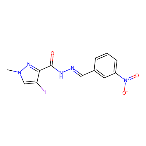 4-iodo-1-methyl-N'-[(E)-(3-nitrophenyl)methylidene]-1H-pyrazole-3-carbohydrazide structure