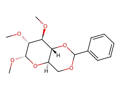 Methyl 4,6-O-benzylidene-2,3-di(O-methyl)-alpha-D-glucopyranoside structure