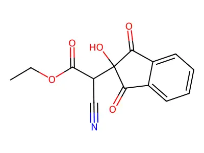 Ethyl 2-cyano-2-(2-hydroxy-1,3-dioxoinden-2-yl)acetate structure