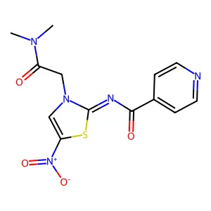 N-[3-[2-(dimethylamino)-2-oxoethyl]-5-nitro-1,3-thiazol-2-ylidene]pyridine-4-carboxamide structure