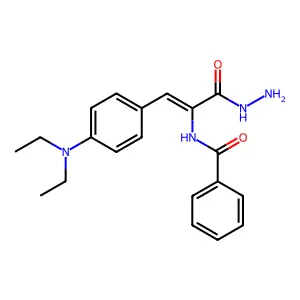 N-{(1Z)-1-[4-(diethylamino)phenyl]-3-hydrazinyl-3-oxoprop-1-en-2-yl}benzamide structure