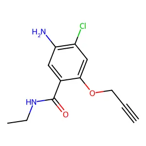 Benzamide, 5-amino-4-chloro-N-ethyl-2-(2-propynyloxy)- structure