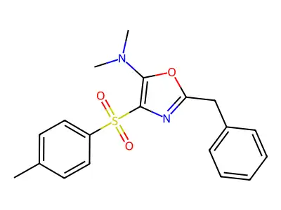 2-benzyl-N,N-dimethyl-4-(4-methylbenzenesulfonyl)-1,3-oxazol-5-amine structure