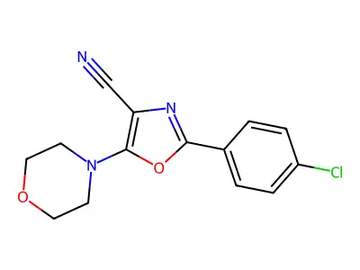 2-(4-Chlorophenyl)-5-morpholin-4-yl-1,3-oxazole-4-carbonitrile structure