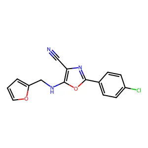 2-(4-Chlorophenyl)-5-(furan-2-ylmethylamino)-1,3-oxazole-4-carbonitrile structure