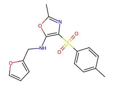 N-(furan-2-ylmethyl)-2-methyl-4-tosyloxazol-5-amine structure
