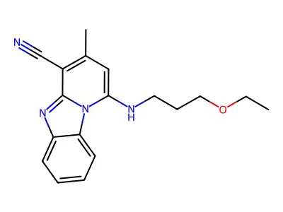 1-(3-Ethoxypropylamino)-3-methylpyrido[1,2-a]benzimidazole-4-carbonitrile structure