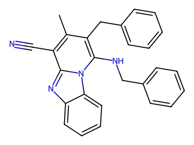 2-Benzyl-1-(benzylamino)-3-methylpyrido[1,2-a]benzimidazole-4-carbonitrile structure