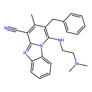 2-benzyl-1-[2-(dimethylamino)ethylamino]-3-methylpyrido[1,2-a]benzimidazole-4-carbonitrile structure