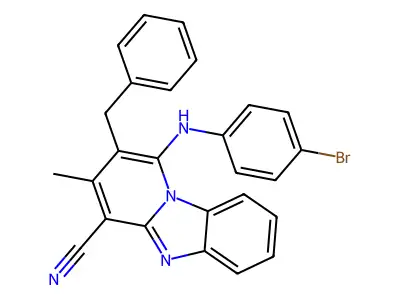 2-Benzyl-1-(4-bromoanilino)-3-methylpyrido[1,2-a]benzimidazole-4-carbonitrile structure