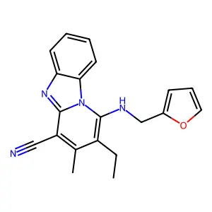 2-Ethyl-1-[(2-furylmethyl)amino]-3-methylpyrido[1,2-a]benzimidazole-4-carbonitrile structure