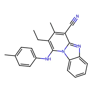2-Ethyl-3-methyl-1-(4-methylanilino)pyrido[1,2-a]benzimidazole-4-carbonitrile structure