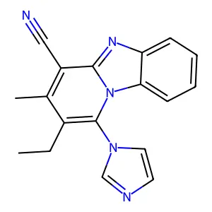 2-Ethyl-1-imidazol-1-yl-3-methylpyrido[1,2-a]benzimidazole-4-carbonitrile structure