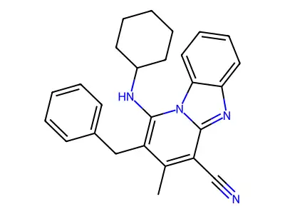 2-Benzyl-1-(cyclohexylamino)-3-methylpyrido[1,2-a]benzimidazole-4-carbonitrile structure