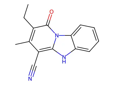 2-ethyl-3-methyl-1-oxo-5H-pyrido[1,2-a]benzimidazole-4-carbonitrile structure