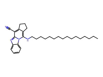 11-(hexadecylamino)-2,3-dihydro-1H-benzo[4,5]imidazo[1,2-a]cyclopenta[d]pyridine-4-carbonitrile structure