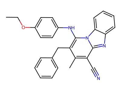 2-Benzyl-1-(4-ethoxyanilino)-3-methylpyrido[1,2-a]benzimidazole-4-carbonitrile structure