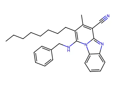 1-(Benzylamino)-3-methyl-2-octylpyrido[1,2-a]benzimidazole-4-carbonitrile structure