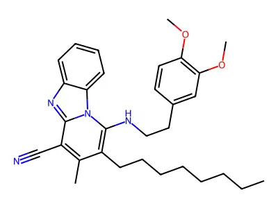1-((3,4-dimethoxyphenethyl)amino)-3-methyl-2-octylbenzo[4,5]imidazo[1,2-a]pyridine-4-carbonitrile structure