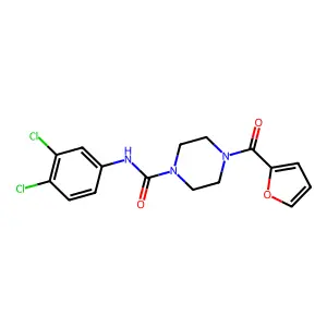 N-(3,4-dichlorophenyl)-4-(furan-2-carbonyl)piperazine-1-carboxamide structure