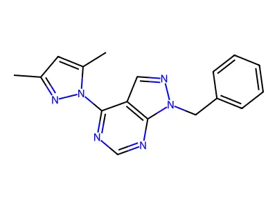 1-benzyl-4-(3,5-dimethyl-1H-pyrazol-1-yl)-1H-pyrazolo[3,4-d]pyrimidine structure