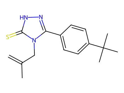 3-(4-tert-butylphenyl)-4-(2-methylprop-2-enyl)-1H-1,2,4-triazole-5-thione structure