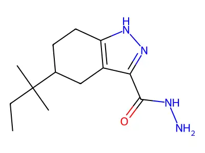 5-(2-methylbutan-2-yl)-4,5,6,7-tetrahydro-1H-indazole-3-carbohydrazide structure