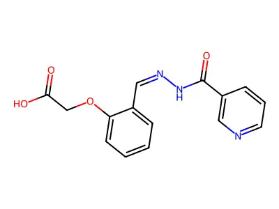 (2-{(E)-[2-(pyridin-3-ylcarbonyl)hydrazinylidene]methyl}phenoxy)acetic acid structure