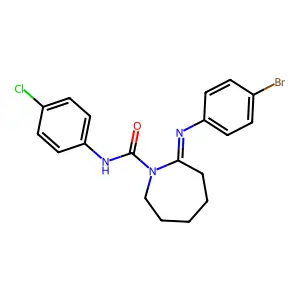 2-[(4-Bromophenyl)imino]-N-(4-chlorophenyl)hexahydro-1H-azepine-1-carboxamide structure