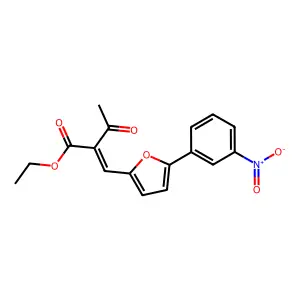 ethyl (2E)-2-{[5-(3-nitrophenyl)furan-2-yl]methylidene}-3-oxobutanoate structure