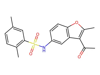 N-(3-acetyl-2-methyl-1-benzofuran-5-yl)-2,5-dimethylbenzenesulfonamide structure