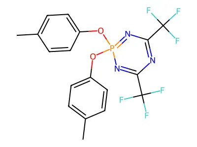 2,2-di(4-methylphenoxy)-4,6-di(trifluoromethyl)-1,3,5,2lambda~5~-triazaphosphinine structure