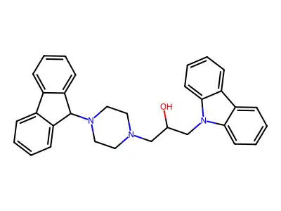 1-carbazol-9-yl-3-[4-(9H-fluoren-9-yl)piperazin-1-yl]propan-2-ol structure