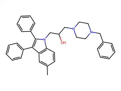 1-(4-Benzyl-piperazin-1-yl)-3-(5-methyl-2,3-diphenyl-indol-1-yl)-propan-2-ol structure