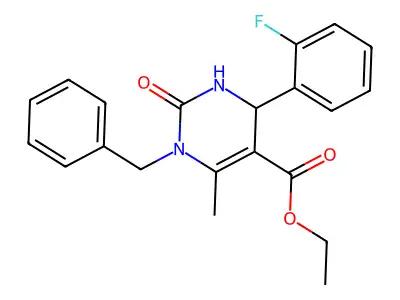 ethyl 1-benzyl-4-(2-fluorophenyl)-6-methyl-2-oxo-1,2,3,4-tetrahydropyrimidine-5-carboxylate structure