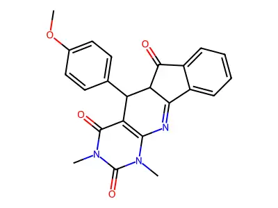 5-(4-methoxyphenyl)-1,3-dimethyl-5,5a-dihydro-1H-indeno[2',1':5,6]pyrido[2,3-d]pyrimidine-2,4,6(3H)-trione structure