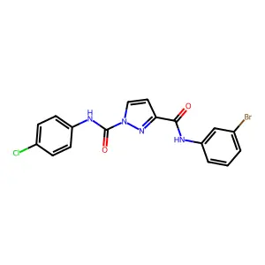 3-N-(3-bromophenyl)-1-N-(4-chlorophenyl)pyrazole-1,3-dicarboxamide structure