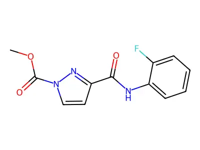 methyl 3-((2-fluorophenyl)carbamoyl)-1H-pyrazole-1-carboxylate structure