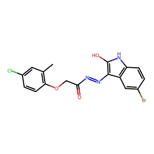 (E)-N'-(5-bromo-2-oxoindolin-3-ylidene)-2-(4-chloro-2-methylphenoxy)acetohydrazide structure