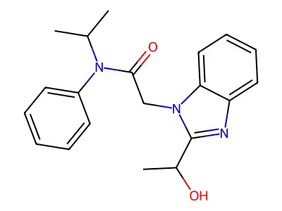 2-(2-(1-hydroxyethyl)-1H-benzo[d]imidazol-1-yl)-N-isopropyl-N-phenylacetamide structure