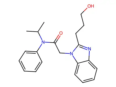 2-(2-(3-hydroxypropyl)-1H-benzo[d]imidazol-1-yl)-N-isopropyl-N-phenylacetamide structure
